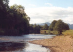 River Earn, Strowan, looking upstream towards the water owned and controlled by Crieff Angling Club - Salmon and sea trout fishing
