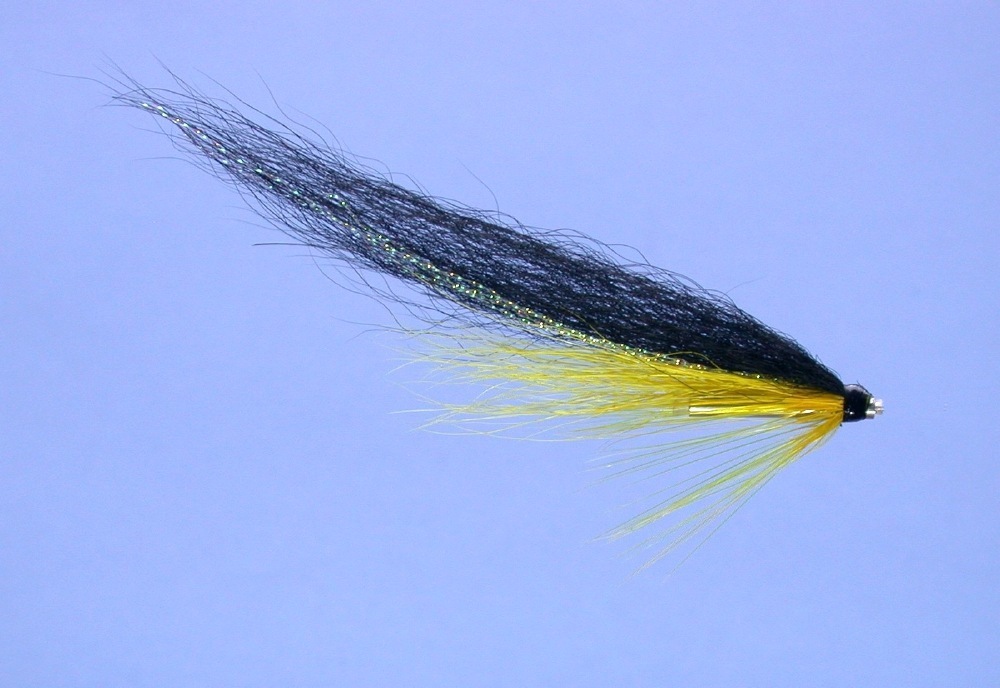 1"Plastic Tube Salmon tube fly Yellow/Black Fox Tail 3 X Dee Monkey 